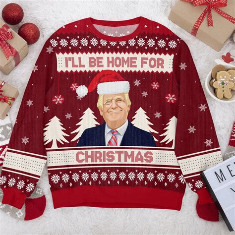 Trump I'll Be Home for Christmas Trump Sweater Trump Ugly Christmas ...