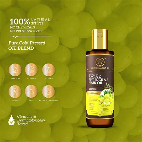 KHADI NATURAL Amla & Bhringraj Hair Oil- POWERED BOTANICS Hair Oil ...