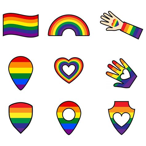 Rainbow colored lgbt icons. Gay Pride. LGBT concept. Pride month of homosexual people. Map pin ...