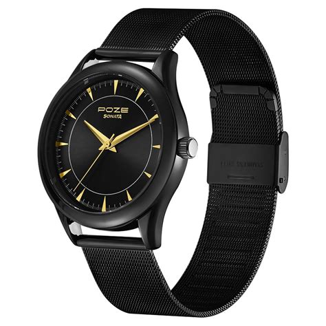 Buy Online Poze by Sonata Quartz Analog Black Dial Stainless Steel ...