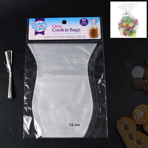 Clear Cookie Bags, Gift Bag Clear Flat Treat Bags (25 Pcs Set ...