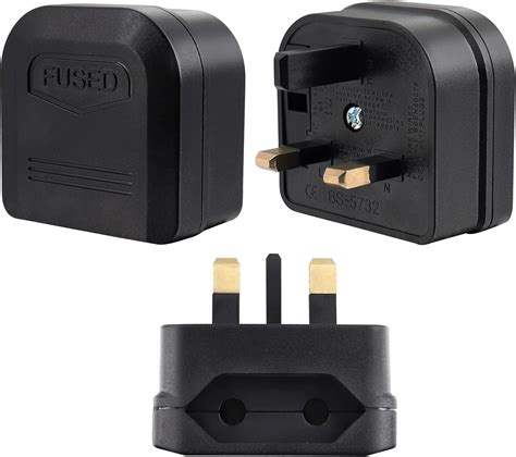 EU Plug to UK Socket Adaptor, EU to UK Plug Adaptor with 5A Fuse, Type C EU Plug to Type G UK ...