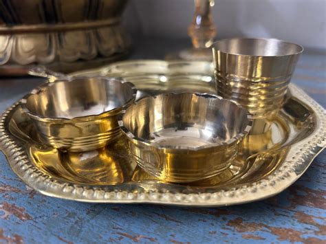 Bhog Thali for Laddu Gopalji (Gold, Small Size) Set of 5 Pieces (335gm ...