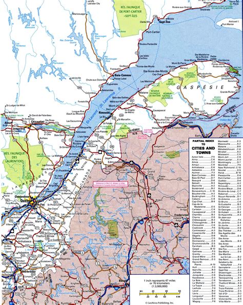 Road map of province Quebec with cities and towns free highway large scale - US map
