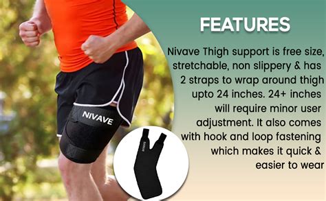 Nivave Thigh Adjustable Neoprene Brace Sprain - Hamstring Quad Wrap ...