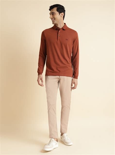 Buy Tan Twill Chino | Casual Beige Solid Polos for Men Online | Andamen