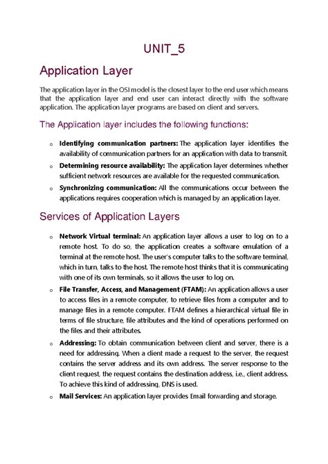 CN UNIT-V - COMPUTER NETWORK UNIT 5OF PTU - UNIT_ Application Layer The ...