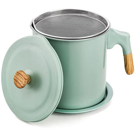 Buy Lyellfe Bacon Grease Container with Fine Mesh Strainer, 1.4L/48 Oz ...