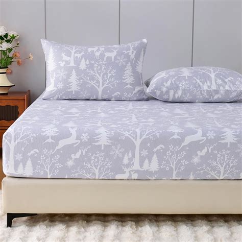 Amazon.com: LANYETON 100% Cotton Flannel Fitted Sheet Only, Ultra Soft ...