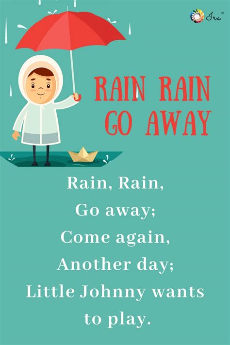 Printable Nursery Rhyme Lyrics Card-Rain Rain-Go Away in 2020 | Nursery ...