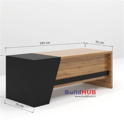 Modern Black & Wooden Texture CEO Table with Geometric Design - BuildHUB