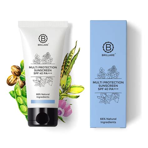 Brillare Multi-Protect Sunscreen SPF 40, PA+++, 100% Natural Sunscreen ...