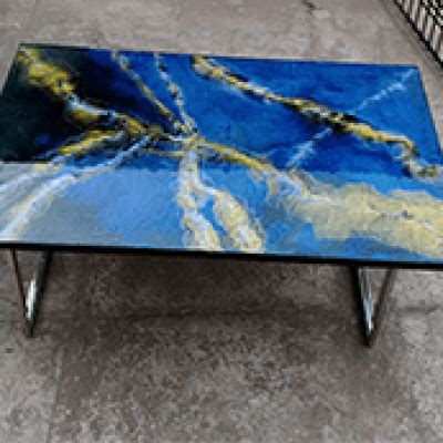 Sky Blue Finish Epoxy Dining Table - Buildhub