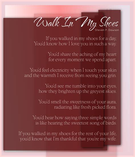 Walk In My Shoes-Stephen p. Dawson | Love Poems