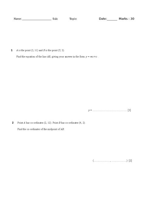 Coordinate Geometry: Line Equations & Midpoints (Math 101) - Studocu