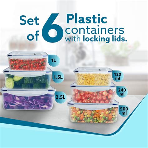 AGARO Food Storage Container With Lid, Multipurpose, Set of 6 – Agaro