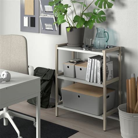 KUGGIS box with lid, light grey/bamboo, 37x54x21 cm (14 ½x21 ¼x8 ¼") - IKEA