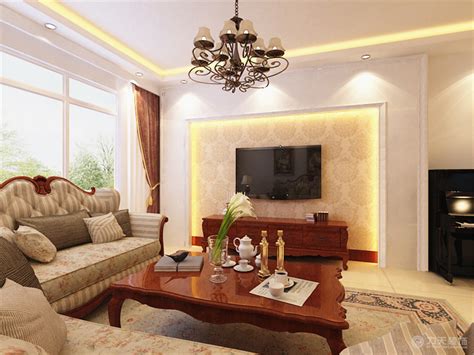 电视背景墙的设计上,运用了石膏板和石膏线的组合,并与墙有一定的距