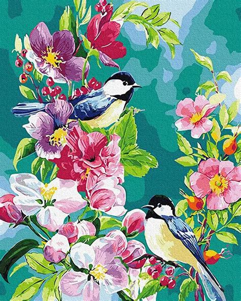 Bird DIY Acrylic Painting by Numbers Kit on Canvas - TULIP N TURTLE ...
