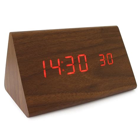 Buy JCC Modern Mini Triangle Wood Grain Thermometer Touch Sound ...