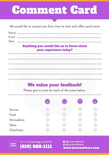 Image result for Comment Card Design