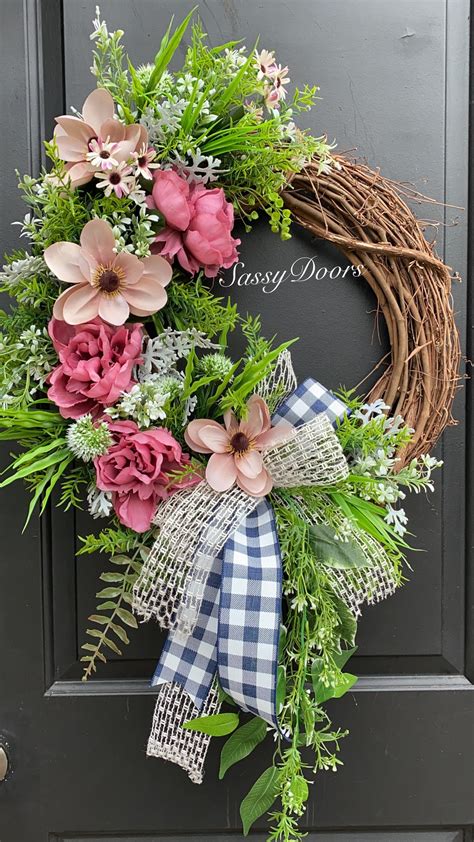 Spring And Summer Wreath, Welcome Wreath-Summer Door Wreath-Sassy Doors ...