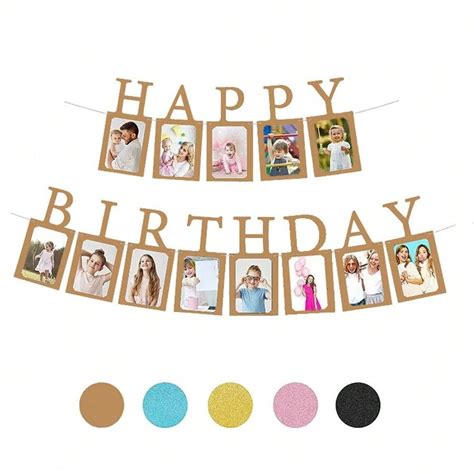 Happy Birthday Decorations Photo Banner In Photo Card Frames Party ...