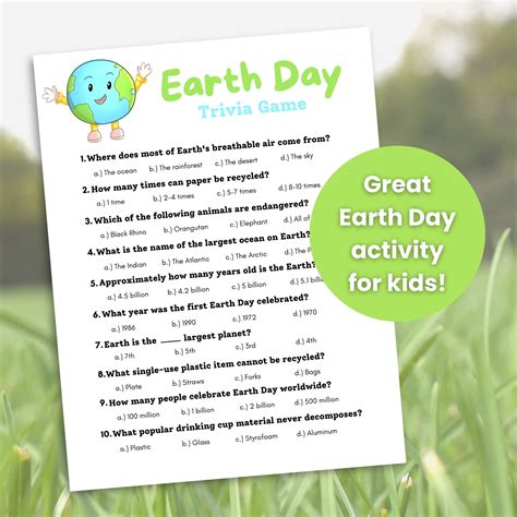 Earth Day Trivia Game for Kids, Earth Day Classroom Activity, Earth Day ...