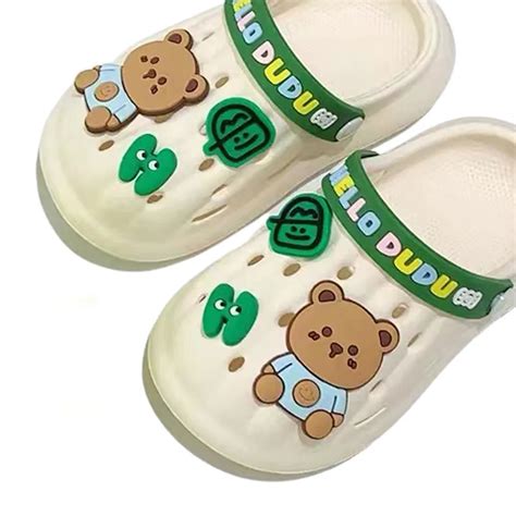 Cream & Dark Green Big Bear Slip on Clogs, Summer/Monsoon/ Beach ...