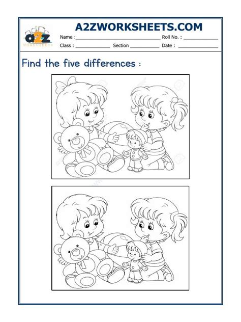 Find Differences Worksheet for Kid 的图像结果