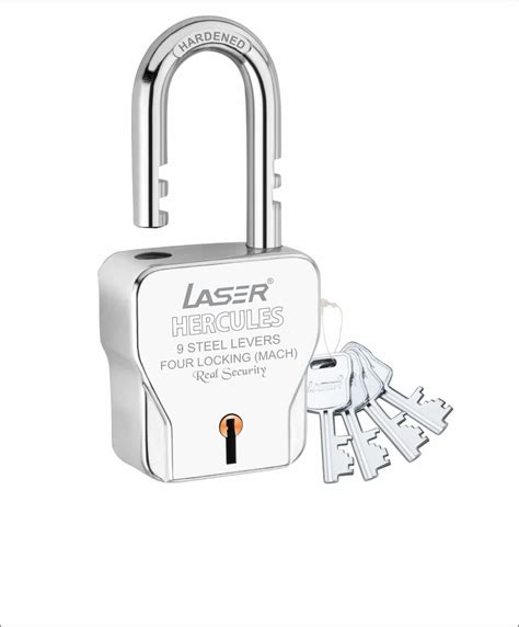 Laser Hercules 70mm | 9-Lever Heavy-Duty Door Padlock with 5 Steel Keys ...
