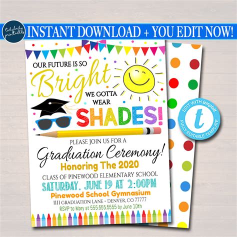 Buy Kindergarten Graduation Invitation: Editable 'future is Bright ...