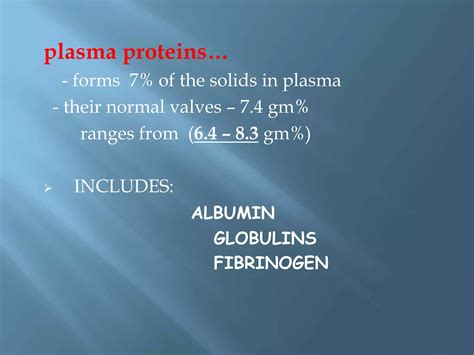 Plasma proteins. | PPT