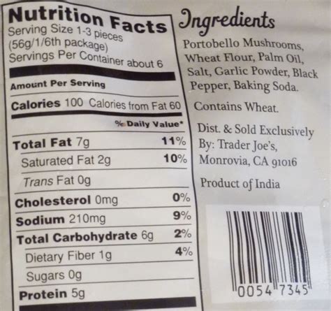 Portobello Nutrition Facts at Janet Wall blog