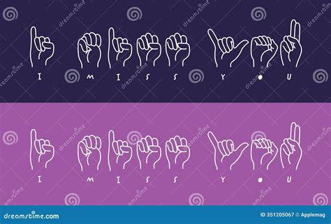 I Miss You in Sign Language Hand Drawn Flat Line Art, Deaf Awareness Month Stock Illustration ...