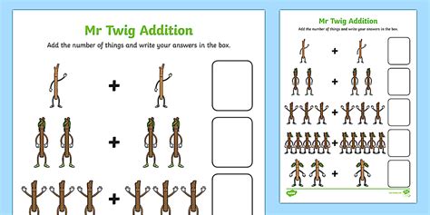 Mr Twig Addition Sheet addition, sheet, worksheet, addition worksheet,