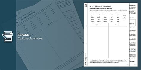 Gendered Language Study Worksheet | English | Beyond