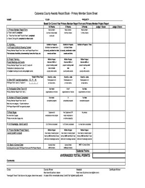Fillable Online Primary Member Judging Form.xls Fax Email Print - pdfFiller