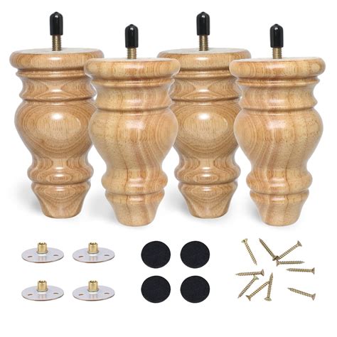 Buy Wood Furniture Legs 5 inch Sofa Legs Set of 4, Wood Legs for ...