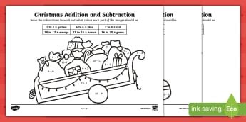 Addition and Subtraction Colouring - Twinkl