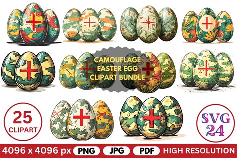 Camouflage Easter Egg Clipart Bundle Graphic by SVG24 · Creative Fabrica