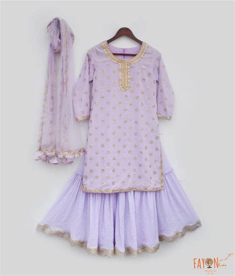 Buy Purple Embroidered Kurti Lehenga Set for Girls – FayonKids