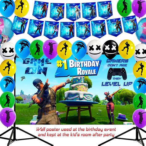 Gaming Party Supplies Birthday Decoration Set 142 Pack - Balloons ...