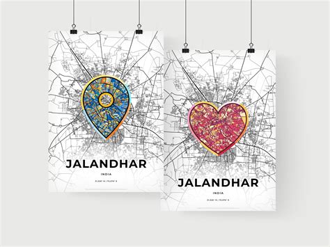 JALANDHAR INDIA minimal art map with a colorful icon. Creative city map poster. Where we met ...