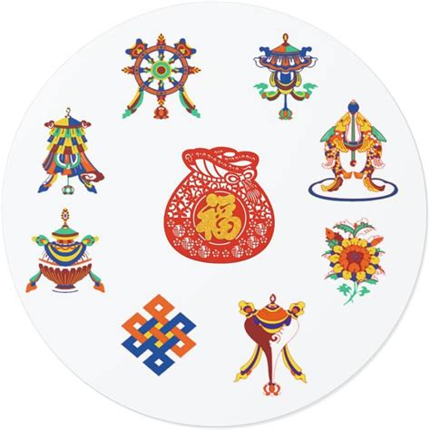 Buy Feng Shui Amulet Sticker with The 8 Tibetan Symbols and The Bag of ...