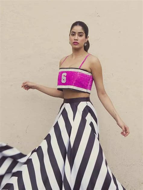 Janhvi Kapoor ups the style quotient in a shimmery crop top and striped ...