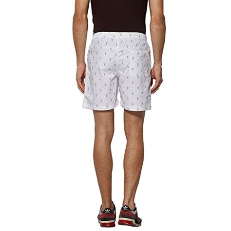 BEEVEE Mens White Coloured Printed Shorts,Cotton Fabric,has Three ...