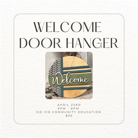 April 23 - Welcome Door Hanger - ISD 318 Community Education, 601 SW ...