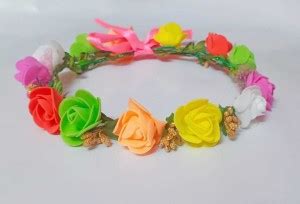 Rockcity Traders Women's Paper Foam Floral Tiara with Adjustable Ribbon ...