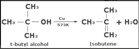 What happens when tert butyl alcohol is treated with cu at 573 k ...
